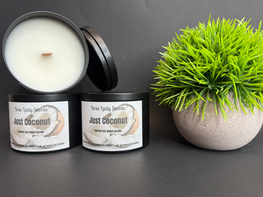 Handmade "Just Coconut" Soy Blend Candle  with Wooden Wick